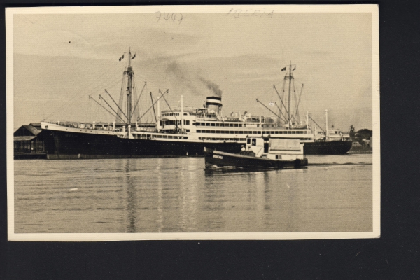 Postcard of the HAPAG Steamer Iberia  , Seapost 1936 !