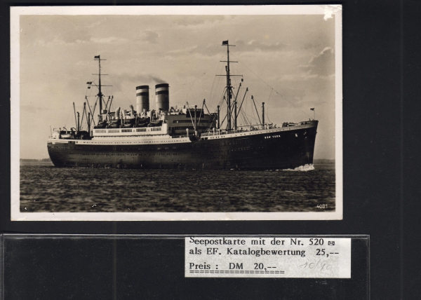 Postcard of the Liner New York  / Hamburg-Amerika Line ! Seapost 1937