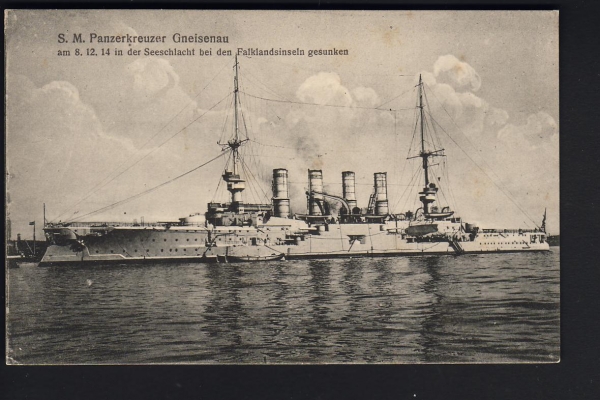 Postcard german Ironclad Gneisenau 1. WW ! - Kopie