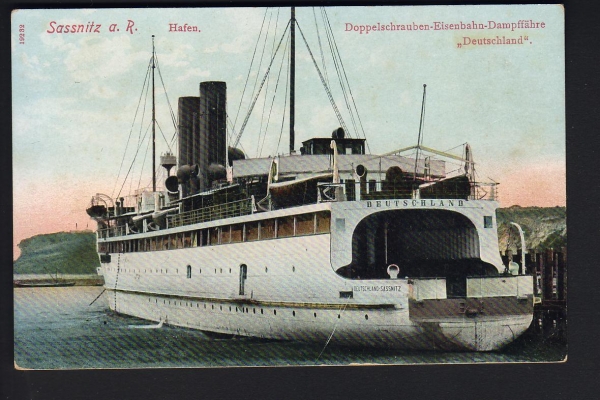 Postkarte der Dampffähre Deutschland ! Verlag R. Lederbogen