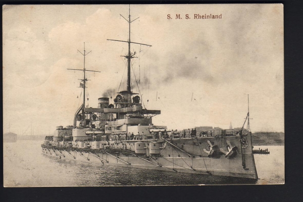 Postkarte des Schlachtschiffes Rheinland !