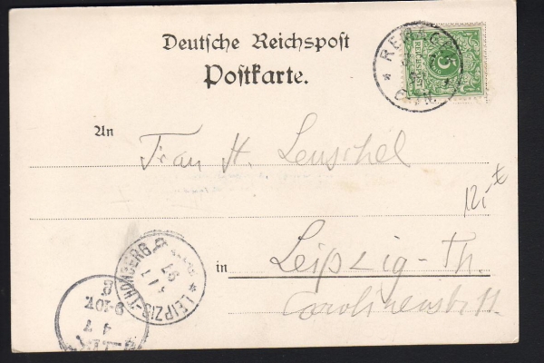 Postkarte des Raddampfers Deutschland ! Gruß von Bord