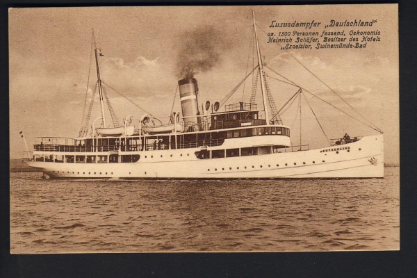 Postkarte des Ausflugsdampfers Deutschland ! Verlag Max Dreblow