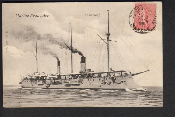 Postcard : French Cruiser Surcouf ! Pre 1. World War Navy