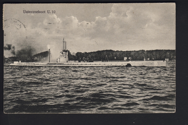 Gebr. Lempe Postkarte des U Bootes U 10 - 1. WK