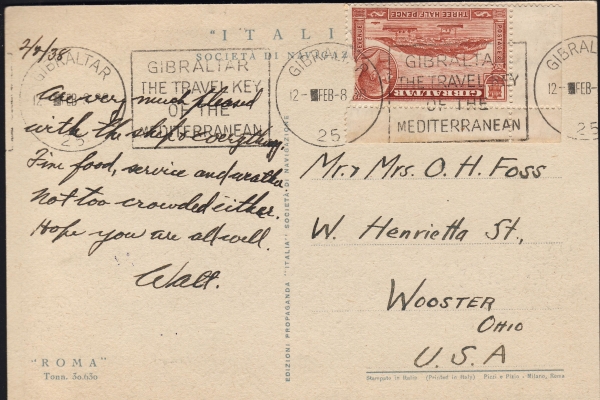 Postkarte des Dampfers Roma !