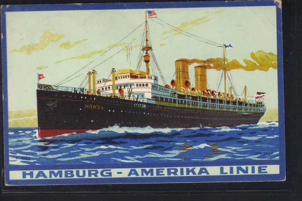 Postcard of the Dteamer Liner Hansa / Hamburg-Amerika Line ! German Seapost