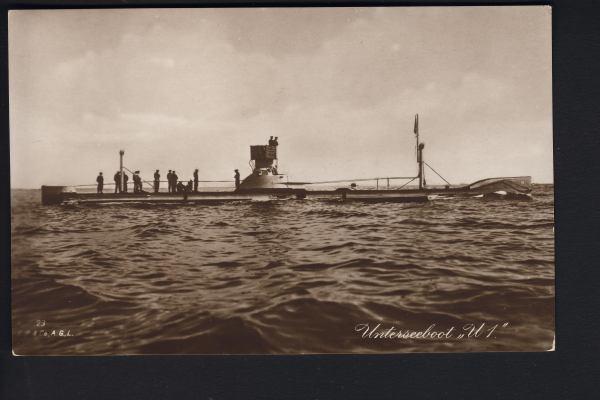 Postkarte des U Bootes U 1 - 1. WK