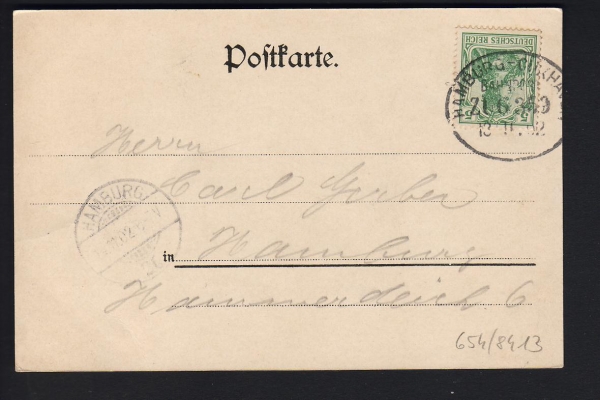 Postcard of the Liner Deutschland  / Hamburg-Amerika Line ! Trainpost