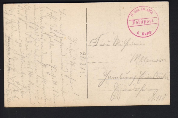 Postcard Lineship Deutschland ! Fieldpost 1915