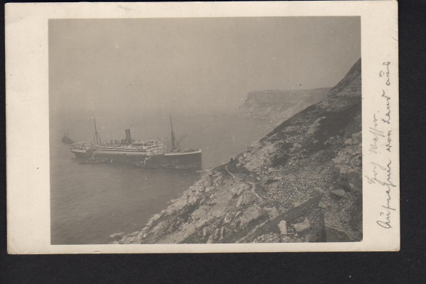 Postkarte des Dampfers Bülow aufgelaufen 1914 in Portland / Norddeutschen Lloyd  !