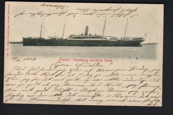 Postcard of the Liner Patria / Hamburg-Amerika Line !