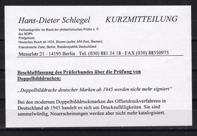 Deutsche Bundespost Michel Nr.: Block 7 ! gestempelt Abart DD !