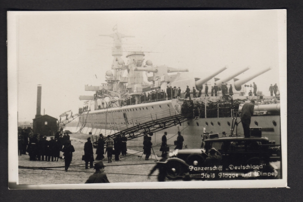 Dieterle Postkarte Panzerschiff Deutschland - Heckansicht !