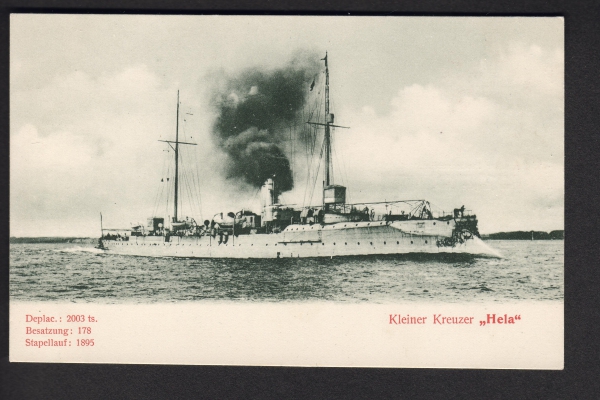 Stengel Postkarte leichter Kreuzer Hela , Kaiserliche Marine !