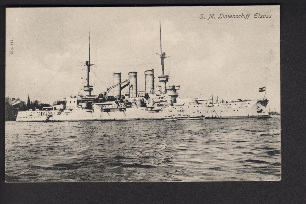Postcard Lineship Elsass ! Brothers Lempe -Imperial Navy