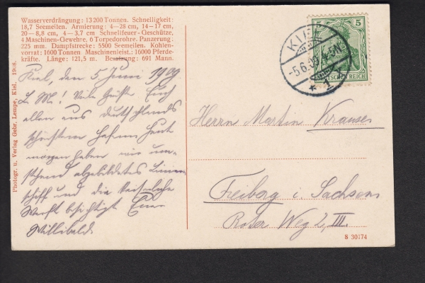 Postcard Lineship Elsass ! Brothers Lempe -Imperial Navy