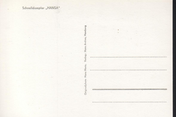 Postcard of the Liner Hansa / Hamburg-Amerika Line !