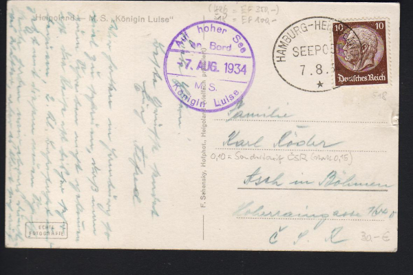Postcard of the Steamer Königin Luise / HAPAG , Seapost !