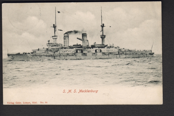 Postcard Lineship Mecklenburg ! Brothers Lempe -Imperial Navy