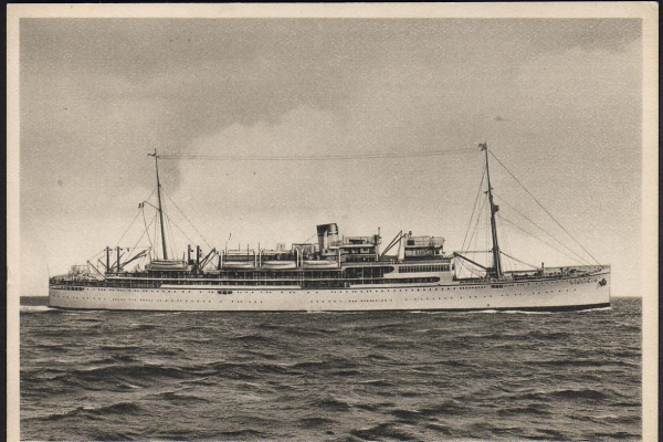 Postkarte des Dampfers Virgilio ! Societa di Navigazione