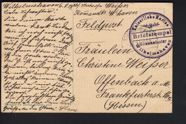Postkarte des Schlachtschiffes Friedrich der Grosse , kaiserliche Marine !