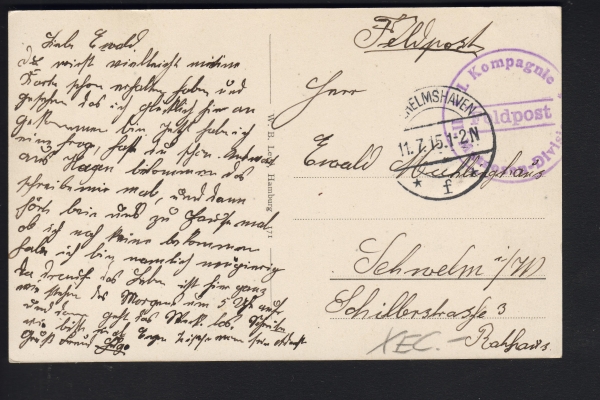 Postkarte des Schlachtschiffes Prinzregent Luitpold , kaiserliche Marine !