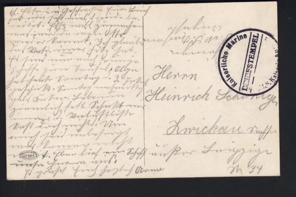 Postcard small Cruiser Kaiserin Auguste 1. WW !
