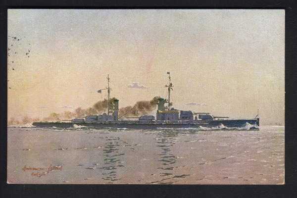 Künstler Postkarte des Schlachtschiffes König , kaiserliche Marine ! Marine Schiffspost