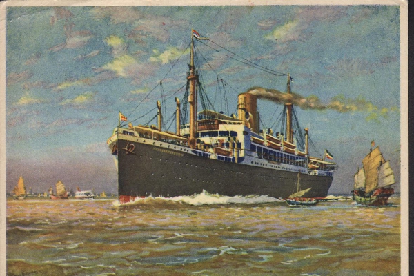 Postkarte des Dampfers Trier des Norddeutschen Lloyd  !