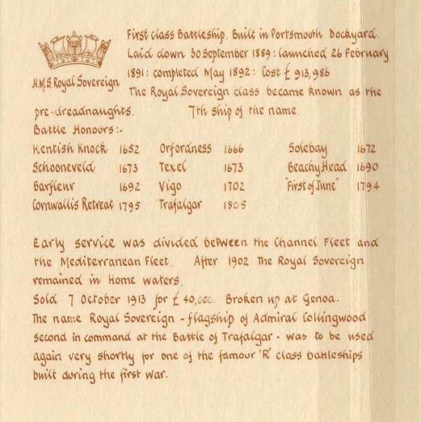 Fotokarte vom Linienschiff Royal Sovereign !