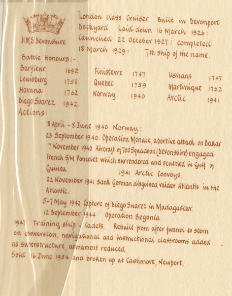 Fotokarte vom Kreuzer Devonshire !