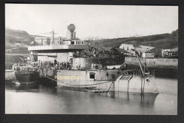 Photocard of the French Ironclad Vengeur - Breaking up !