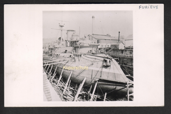 Photocard French Cruiser / Ironclad Furieux in Dock !