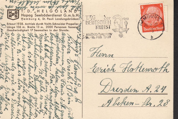Postcard of the Steamer Helgoland / HAPAG !