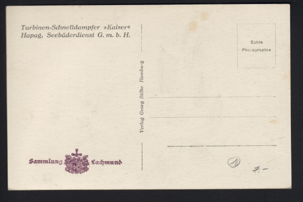 Postcard of the Steamer Kaiser / HAPAG !