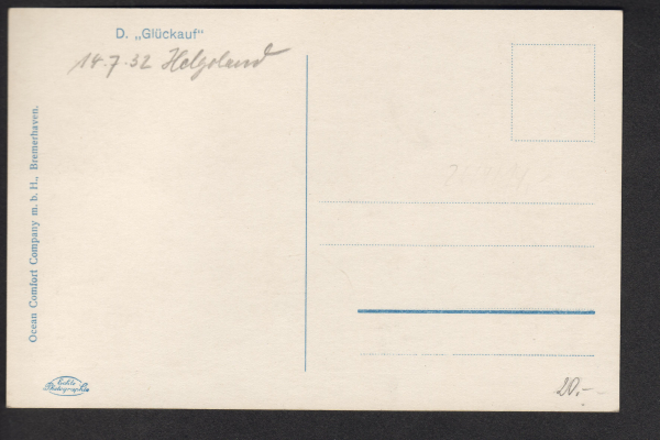 Postcard of the Steamer Glückauf / HAPAG !