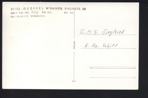 Postkarte des Panzerschiff Siegfried , kaiserliche Marine !