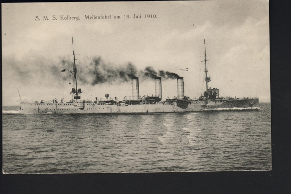 Postcard Cruiser Kolberg 1. WW !