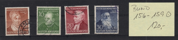 Deutsche Bundespost Michel Nr.: 156 - 159 gestempelt ! Geprüft Schlegel